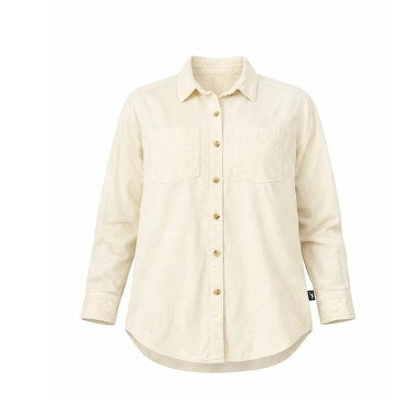 Hollister Tops - Hollister Womens Cream Corduroy Button Down Shirt Oversized Long Sleeve Small